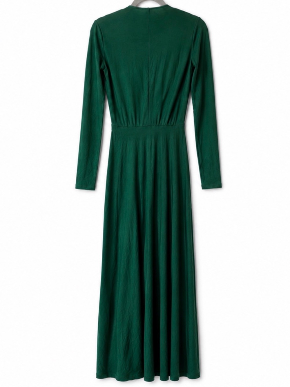Reformation Aria Tie Front Maxi Long Sleeve Dress Emerald Green Sz Small - Picture 9 of 9